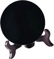 1Set Aesthetic Obsidian Scrying Mirror with Stand Decorative Table Centerpiece for Home Decor Meditation and Feng Shui for Living Bedroom and Office