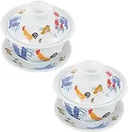 TIDTALEO 2pcs Retro Chinese Style Ceramic Teacups for Oolong and Tea Lightweight and Decorative Tea Cups for Home Tearoom and Office Use