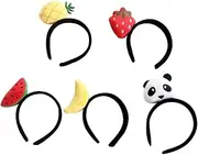 5pcs Fruits Headband Hair Accessories for Girls Lightweight Adorable Panda Design for Parties and Cosplay Random Style