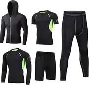 [HZQIFEI] Men's Compression Shirt Sportswear 5 Pieces Quick-Drying Breathable Fitness Tracksuits Suit for Running Gym Fitness