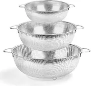 DATOUPINGQI Colander Set, Stainless Steel Colanders with Handle, Ideal for Food Rice Pasta Fruits Vegetable