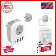 Israel Power Adapter, Israel Plug Adapter with 1 USB C,3 USB Ports and 2 Amer...