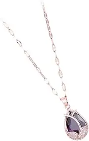 [MOBUTOFU] Stylish Purple Zircon Necklace Tulips Pendant Design Fashion Neck Ring for Both Genders