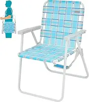 #WEJOY Folding Webbed Lawn Beach Chair,Heavy Duty Portable Chairs for Outside with Hard Arm,Carry Strap for Outdoor Camping Garden Concert Festival Picnic BBQ