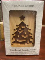 NEW Williams Sonoma Vintage Shortbread Wood Cookie Molds Christmas Santa' Sleigh