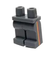 Lego - Minifigure Legs - Dark Grey / Gray, Yellow Red Stripes