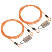 2Set 4 Digit Combination Lock 6.6' Security Cable Padlock Steel Lock, Yellow