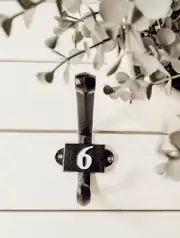Magnolia Iron Coat Hook Numbered 6 Waco TX Black White Modern NEW Joanna Gaines