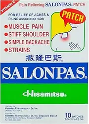 [Salonpas] Pain Relieving Patches, 6.5 x 4.2 cm Size (Pack of 10)