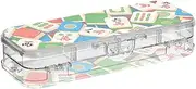 Colorful Cartoon Mahjong Clear Plastic Pencil Box Double Deck Pencil Containers For Craft Art With Lid