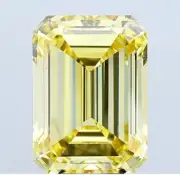1 Ct Exquisite Emerald Cut Lab Grown Yellow Color Diamond Certified VVS1 Stone