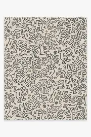 245' x 305' | Machine Washable Runner Rug | Kid & Pet Friendly | Indoor Rug | Block Party Black & Ivory Rug by Keith Haring | Ruggable