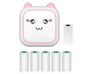 Mini Thermal Printer Multifunction Portable Sticker Maker Instant Photo Inkless Printing Support BT Connection for Smartphone with 1 Paper Roll 57mm + 5 Se