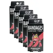 5x 20pc AFL Mascot Bandages Essendon Bombers Breathable Adhesive Strips Kids 6y+