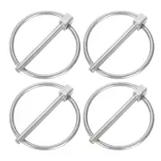 4Pcs 3/16" x 1-3/4" Linch Pin with Ring, Stainless Steel Round Linch Pin, Silver