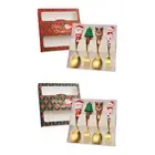 4 Pieces Christmas Stainless Steel Spoons Forks for Juice Sundae Iced Tea