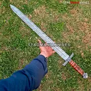 Hand Forged Damascus Steel Battle Ready Hunting Roman Medieval Sword