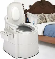 Bedside Commode,Upgraded Safety Commode(520 lbs),Toilet for Elderly and Disabled Bedside Potty Chairs for Adults Silent Close Commode Toilet for Elderly & Adults - Detachable Handles, Anti-Slip Base