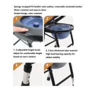 Bedside Commode Toilet Chair Sturdy Folding Frame Height Adjustable Stainles WPD