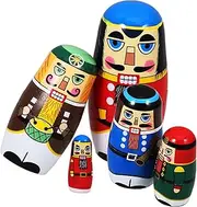 BUGUUYO 5pcs Christmas Themed Russian Nesting Dolls Creative Nutcracker Dolls Festive Home Decor for Holiday Celebrations Unique Xmas Present Idea