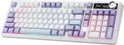 MIKIBY AJAZZ AK980 Mechanical Keyboard with Smart Display & Knob,98% Wireless Keyboard Tri-Mode BT/2.4G/USB-C, Hot Swappable, PBT Keycaps, with RGB Light for Win & Mac(Purple,Murad Switch)