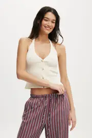 [Cotton On Women] Cotton On Women - Knit Halter Vest - Coconut L COCONUT