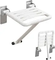 Shower Chair Bath Stool,Non-Slip Bath Seat,Bathroom Folding Stool, Wall Shower Chair,304 Stainless Steel Base Suitable for The Disabled and The Elderly Accessible Shower Chair(White)