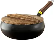 JISADER Cast Iron Pan Chinese Wok Nonstick Wok Stir Fry Pan for Kitchen Hotel Home Camping, L