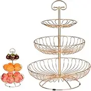 Three-Layer f ruit Basket, Multi-Functional Golden Shelf for Living Room Coffee Table, Suitable for All Kinds of Vegetables, Fruits, Snacks, etc.