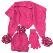 Capelli Girls Pink Sparkle Triangle Scarf Beanie Hat & Gloves Set