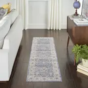 Series 4 Traditional Light Blue Grey 2'2" x 7'6 Area -Rug, Easy -Cleaning, No...