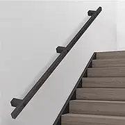 Handrails for Stairs, 2M 3M 4M 5M Staircase Banister Hand Rails for Indoor Outdoor Wall Mounted Stair Railing Non-Slip Wrought Iron Grab Bar, Black Square Pipe(6ft/180cm)