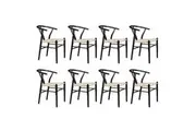 Set of 8 Levede Hans Wegner Wishbone Dining Chairs Black