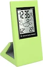 MUNEFE Weather Forcast Clock, Desktop Solar Weather Clock, Solar Powered Multifunctional Clock for Environments Such As Greenhouses, Offices (Green)