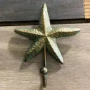 Cast Iron Vitange Patina Starfish Wall Hook Coat Hat Towel Hanging Heavy Duty