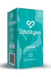 Lifestyles Large: 20 Pack Comfort Fit Latex Condoms