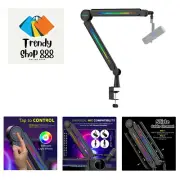 RGB Mic Boom Arm High Profile, Overhead Boom Arm Microphone Stand Desk Mount,...