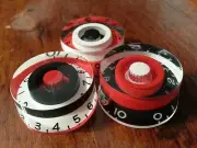 3 Guitar speed volume/tone knobs...Flip Flop... Red/Black/White. JAT