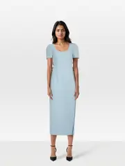 Blue Cut Out Crystal Midi Dress