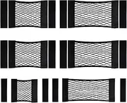 MAEZOE 6-Pack Universal Mesh Cargo Net for Car Trunk Storage, Elastic Small Automotive Cargo Net Pocket with Tape Stickers for Cabinet, Wall