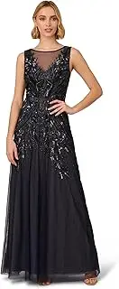[Adrianna Papell] Women's Bead Metallic Mesh Dress