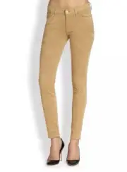 7 FOR ALL MANKIND THE SUEDED SKINNY JEANS PANTS CAMEL TAN SUEDED size 25