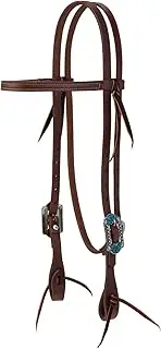 Weaver Leather ProTack Headstall with Designer Hardware, Browband, Turquoise Flower