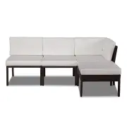 4PC PE Wicker Garden Modular Lounge Set - Brown