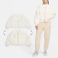 在飛比找momo購物網優惠-【NIKE 耐吉】毛毛外套 NSW 短版 女款 雙面穿 米白