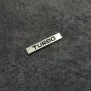 1x Chrome Silver Black TURBO Metal Badge Emblem Decal Sticker Steering Diesel V6 (for: Peugeot)