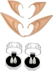 JOINPAYA 8Pcs Halloween Elf Ears Vampire Teeth Funny Cosplay Props for Costume Parties for Halloween Celebrations and Themed Events