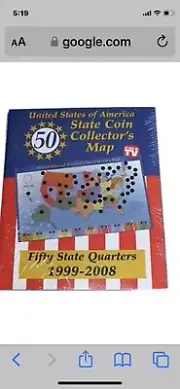 1999-2008 USA 50 State Quarters Coin Collectors Map- As Seen on TV