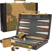 Vovotuzzi Backgammon Sets for Adults Leather Backgammon Set with World Map Design 2 Player Backgammon Board Game