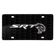 Dodge SRT Hellcat 3D Logo on Logo Pattern Black Aluminum License Plate